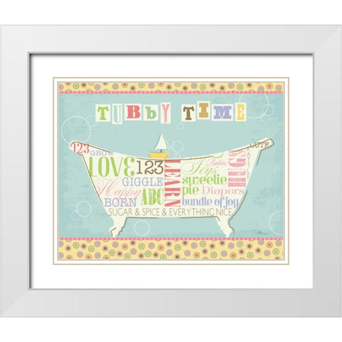 Tubby Time I White Modern Wood Framed Art Print with Double Matting by Pela Studio