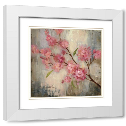 Cherry Blossom II White Modern Wood Framed Art Print with Double Matting by Vassileva, Silvia