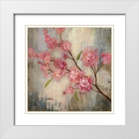 Cherry Blossom II White Modern Wood Framed Art Print with Double Matting by Vassileva, Silvia