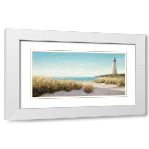 Lighthouse by the Sea White Modern Wood Framed Art Print with Double Matting by Wiens, James