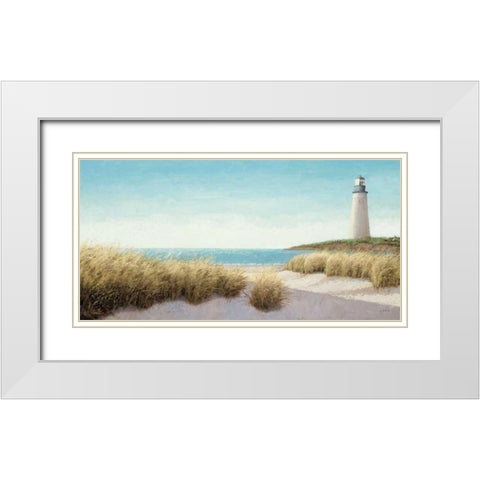 Lighthouse by the Sea White Modern Wood Framed Art Print with Double Matting by Wiens, James