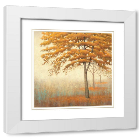 Autumn Trees I White Modern Wood Framed Art Print with Double Matting by Wiens, James