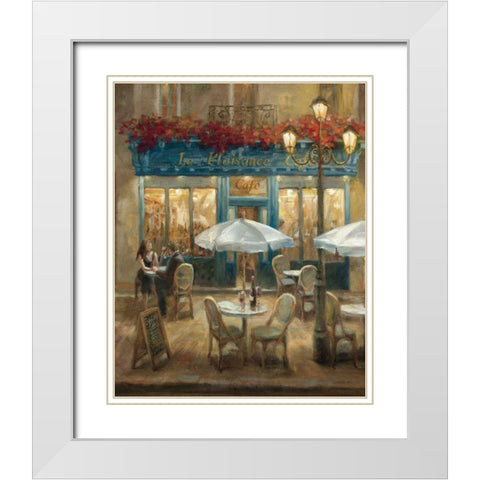 Paris Cafe I Crop White Modern Wood Framed Art Print with Double Matting by Nai, Danhui