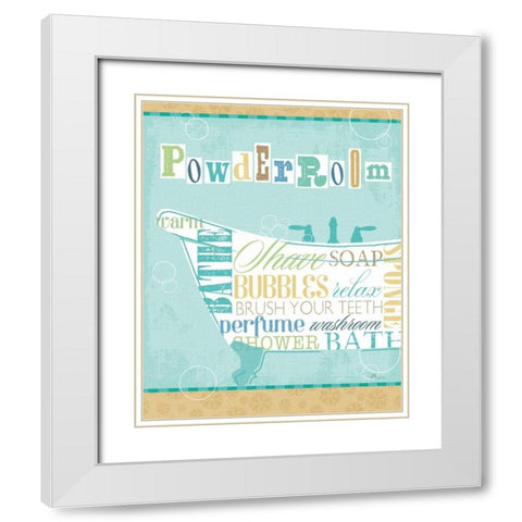 Bathroom Words Tub I White Modern Wood Framed Art Print with Double Matting by Pela Studio