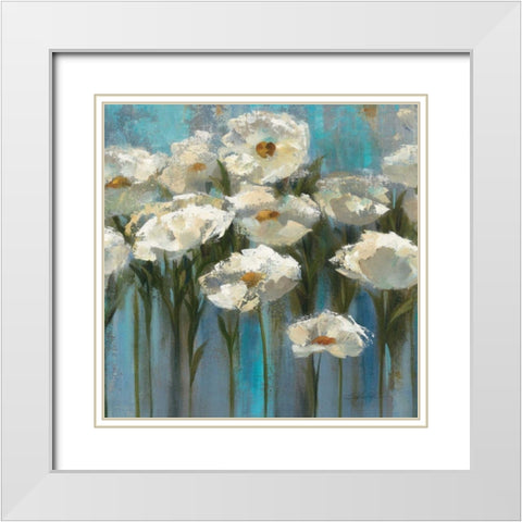 Anemones by the Lake White Modern Wood Framed Art Print with Double Matting by Vassileva, Silvia