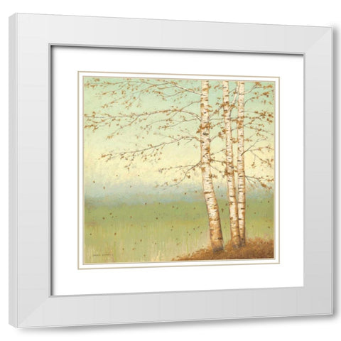 Golden Birch II with Blue Sky White Modern Wood Framed Art Print with Double Matting by Wiens, James