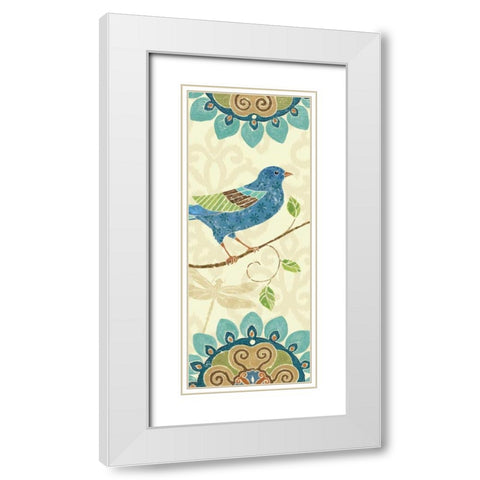 Eastern Tales Bird Panel I White Modern Wood Framed Art Print with Double Matting by Brissonnet, Daphne