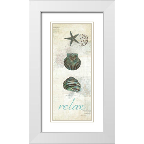 Touch of Blue Shells I White Modern Wood Framed Art Print with Double Matting by Pertiet, Katie