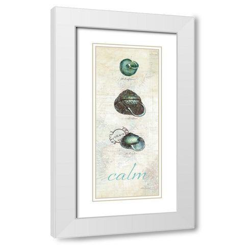 Touch of Blue Shells II White Modern Wood Framed Art Print with Double Matting by Pertiet, Katie