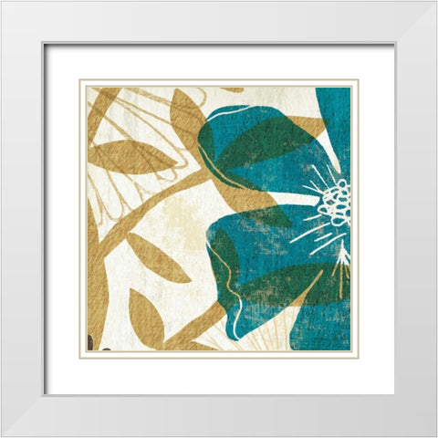 Floral Burst Square I White Modern Wood Framed Art Print with Double Matting by Mullan, Michael