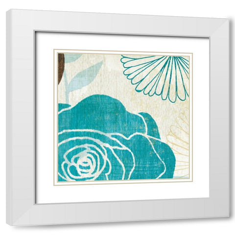 Floral Burst Square II White Modern Wood Framed Art Print with Double Matting by Mullan, Michael