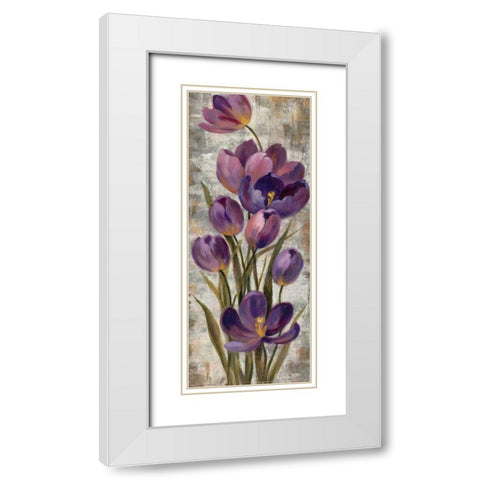 Royal Purple Tulips I White Modern Wood Framed Art Print with Double Matting by Vassileva, Silvia