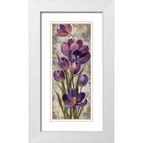 Royal Purple Tulips I White Modern Wood Framed Art Print with Double Matting by Vassileva, Silvia