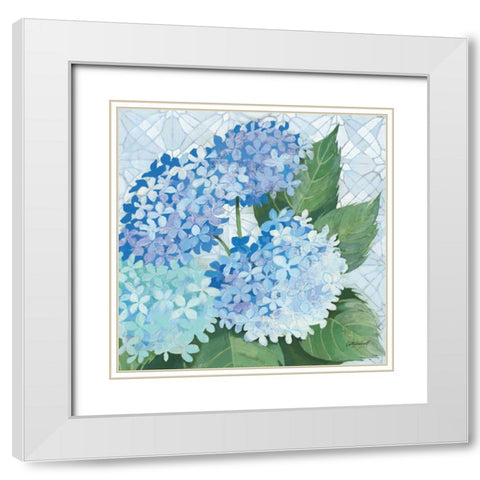 Decorative Hydrangea II White Modern Wood Framed Art Print with Double Matting by Lovell, Kathrine