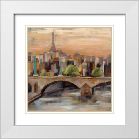 Sunset in Paris I White Modern Wood Framed Art Print with Double Matting by Vassileva, Silvia
