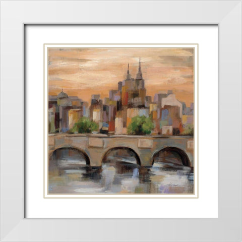 Sunset in Paris II White Modern Wood Framed Art Print with Double Matting by Vassileva, Silvia