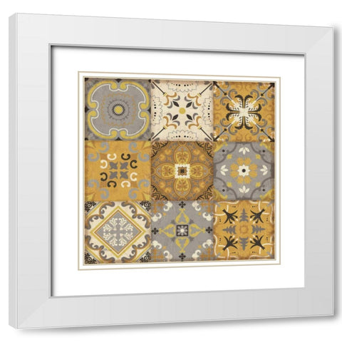 Golden Glow I White Modern Wood Framed Art Print with Double Matting by Pela Studio