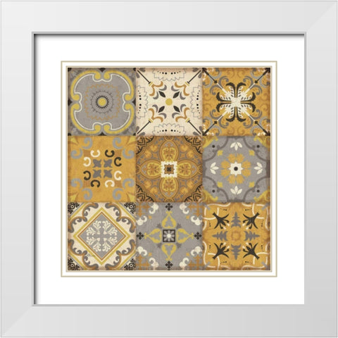 Golden Glow I White Modern Wood Framed Art Print with Double Matting by Pela Studio