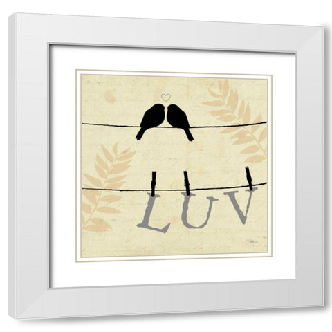 Sweet Tweets II White Modern Wood Framed Art Print with Double Matting by Pela Studio