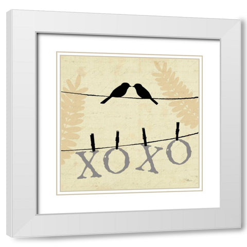 Sweet Tweets III White Modern Wood Framed Art Print with Double Matting by Pela Studio