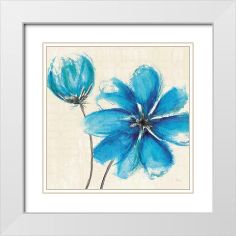Azure IV White Modern Wood Framed Art Print with Double Matting by Charron, Veronique