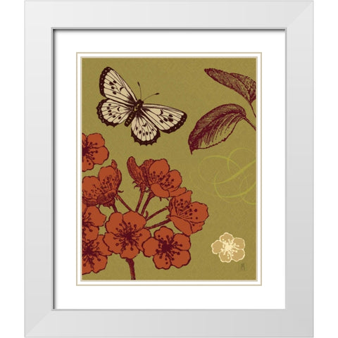 Orchard Flight White Modern Wood Framed Art Print with Double Matting by Studio Mousseau