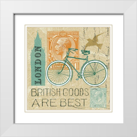 Postcard from London Collage White Modern Wood Framed Art Print with Double Matting by Schlabach, Sue