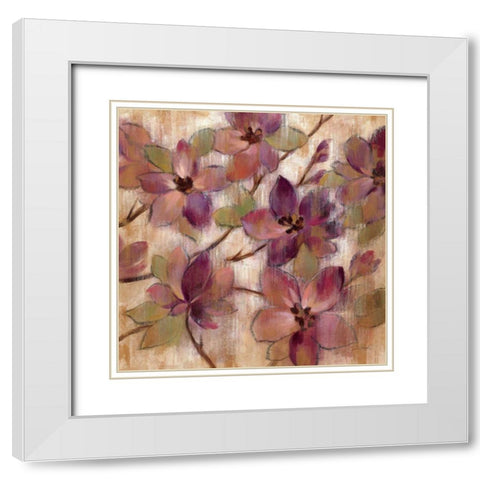 Magenta Branch II White Modern Wood Framed Art Print with Double Matting by Vassileva, Silvia