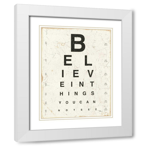 Eye Chart I White Modern Wood Framed Art Print with Double Matting by Pela Studio