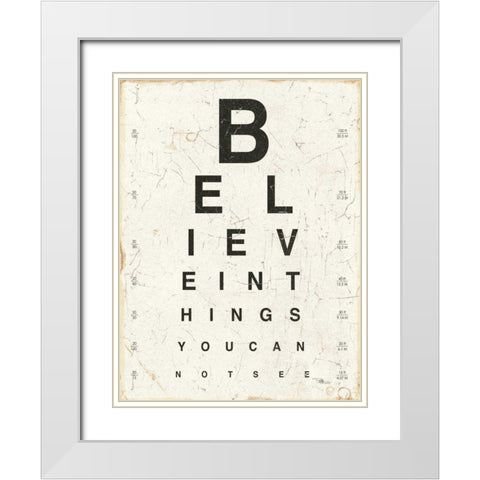 Eye Chart I White Modern Wood Framed Art Print with Double Matting by Pela Studio