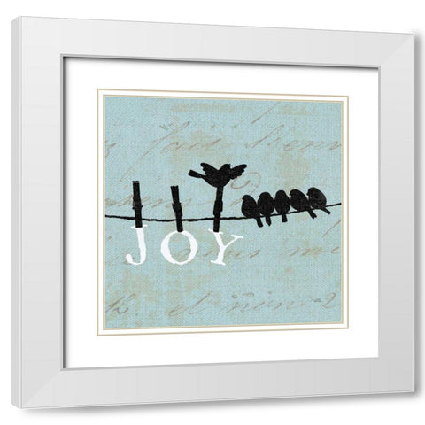 Birds on a Wire Square - Joy White Modern Wood Framed Art Print with Double Matting by Pelletier, Alain