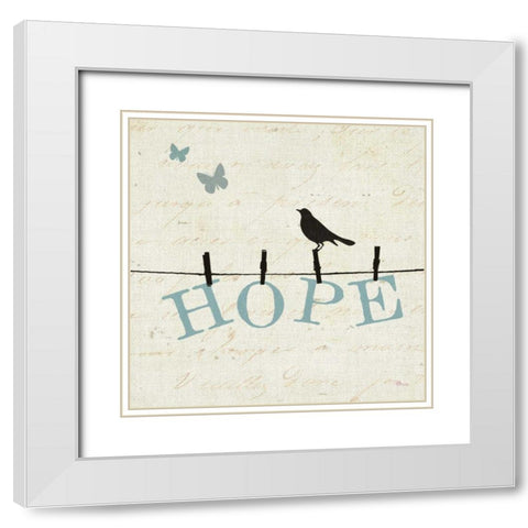 Bird Talk I White Modern Wood Framed Art Print with Double Matting by Pela Studio