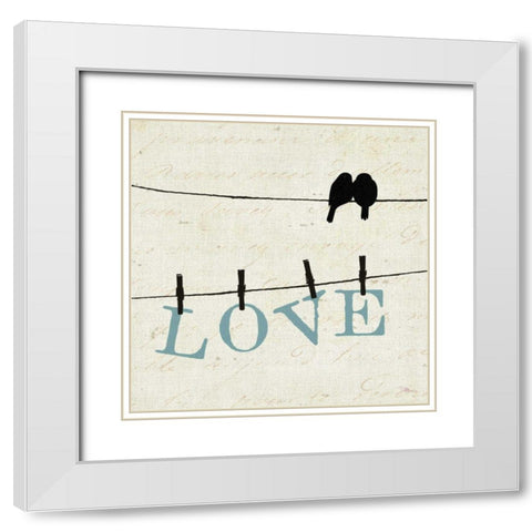 Bird Talk II White Modern Wood Framed Art Print with Double Matting by Pela Studio