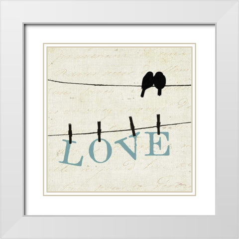 Bird Talk II White Modern Wood Framed Art Print with Double Matting by Pela Studio