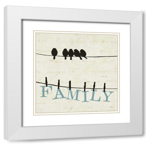 Bird Talk III White Modern Wood Framed Art Print with Double Matting by Pela Studio