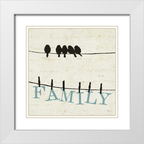 Bird Talk III White Modern Wood Framed Art Print with Double Matting by Pela Studio