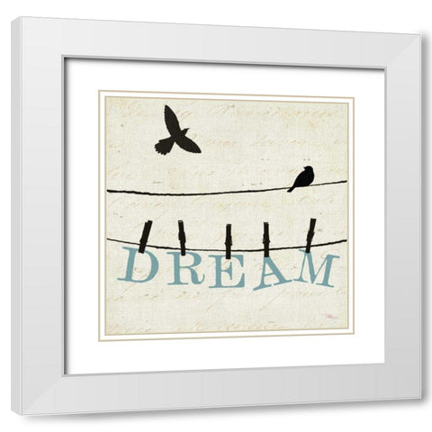 Bird Talk IV White Modern Wood Framed Art Print with Double Matting by Pela Studio