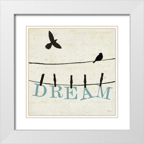 Bird Talk IV White Modern Wood Framed Art Print with Double Matting by Pela Studio