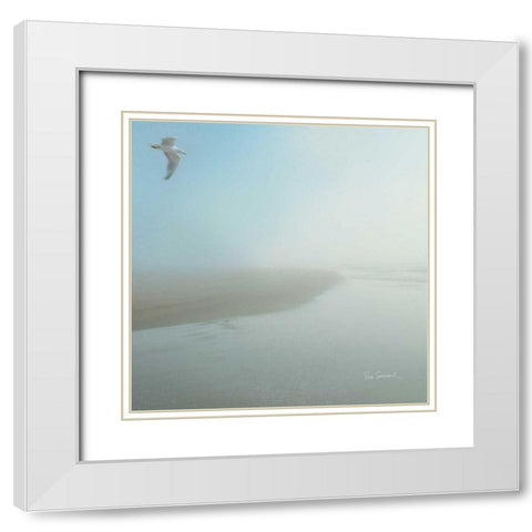 Seagull Morning White Modern Wood Framed Art Print with Double Matting by Schlabach, Sue