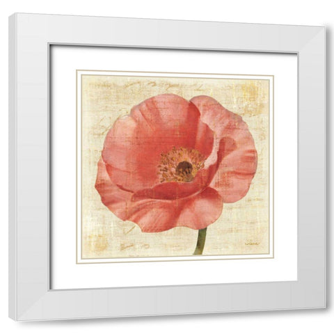 Blushing Poppy on Cream White Modern Wood Framed Art Print with Double Matting by Hristova, Albena