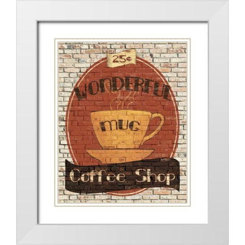 Wonderful Coffee Shop White Modern Wood Framed Art Print with Double Matting by Tillmon, Avery