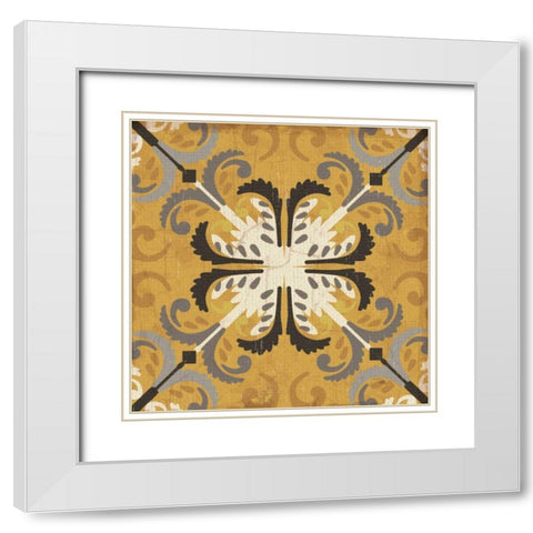 Golden Glow Square III White Modern Wood Framed Art Print with Double Matting by Pela Studio