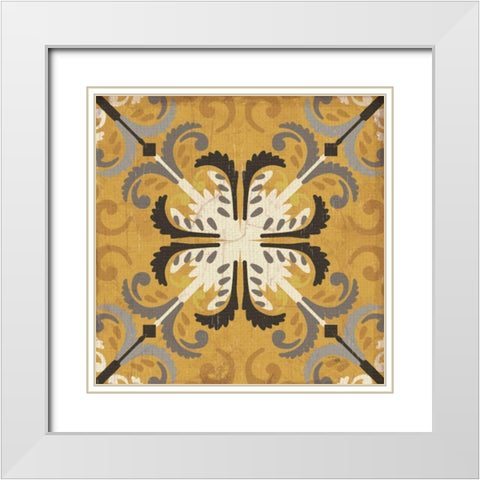 Golden Glow Square III White Modern Wood Framed Art Print with Double Matting by Pela Studio