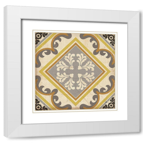 Golden Glow Square VII White Modern Wood Framed Art Print with Double Matting by Pela Studio