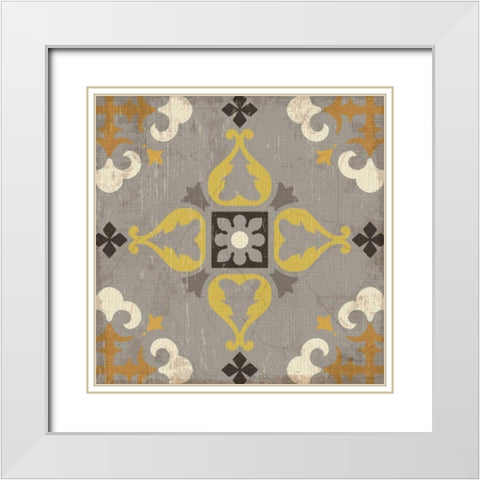Golden Glow Square VIII White Modern Wood Framed Art Print with Double Matting by Pela Studio