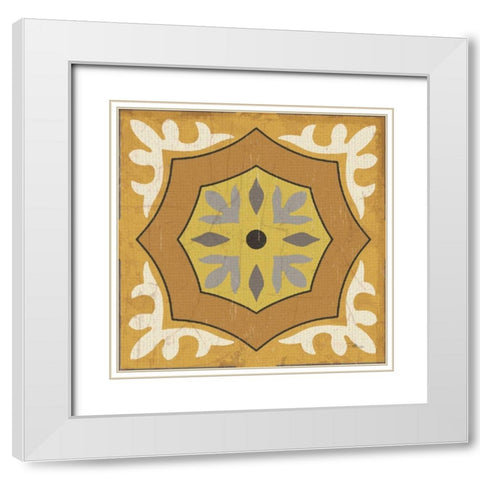 Golden Glow Square XII White Modern Wood Framed Art Print with Double Matting by Pela Studio