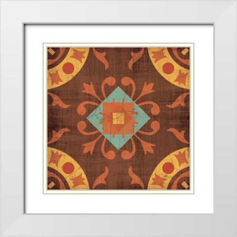 From India Square III White Modern Wood Framed Art Print with Double Matting by Pela Studio