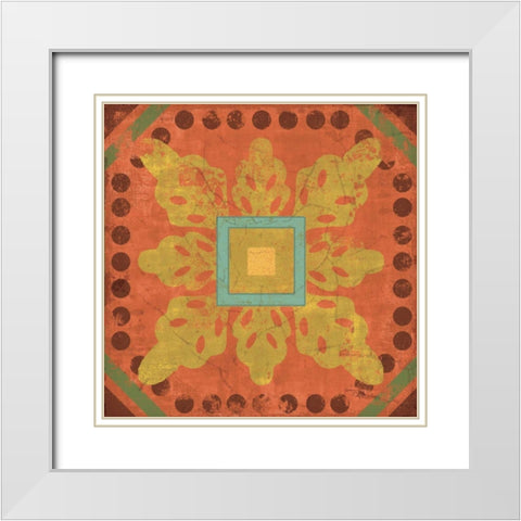From India Square XII White Modern Wood Framed Art Print with Double Matting by Pela Studio