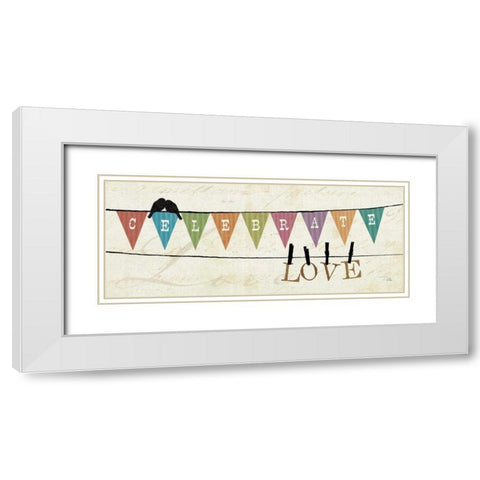 Happy Words I White Modern Wood Framed Art Print with Double Matting by Pela