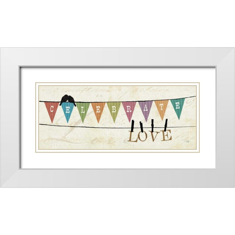 Happy Words I White Modern Wood Framed Art Print with Double Matting by Pela